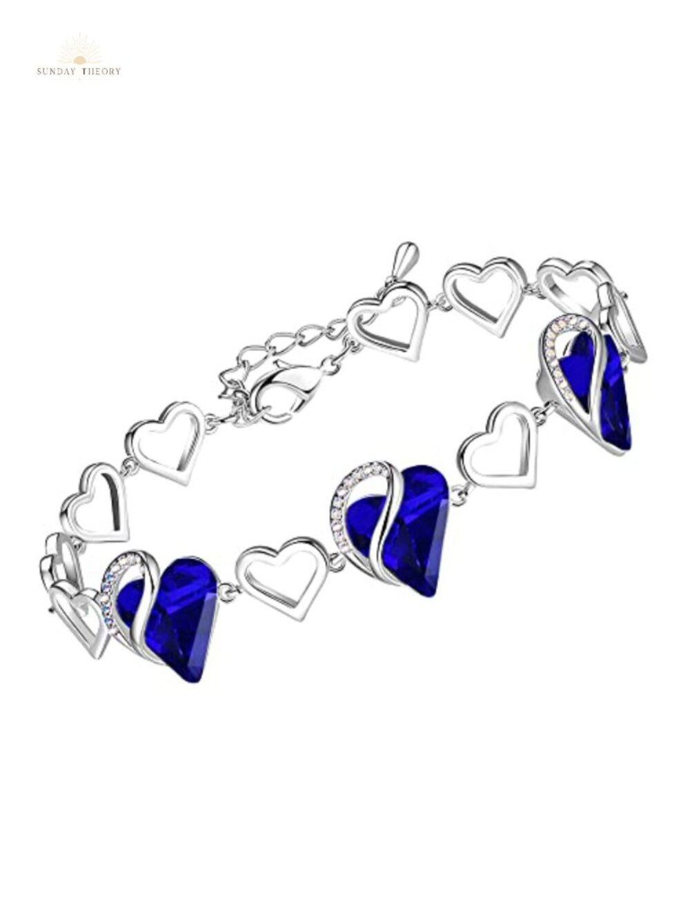 Silver Tone Crystal Heart Infinity Link Bracelet, Rhodium Plated Women's Gift